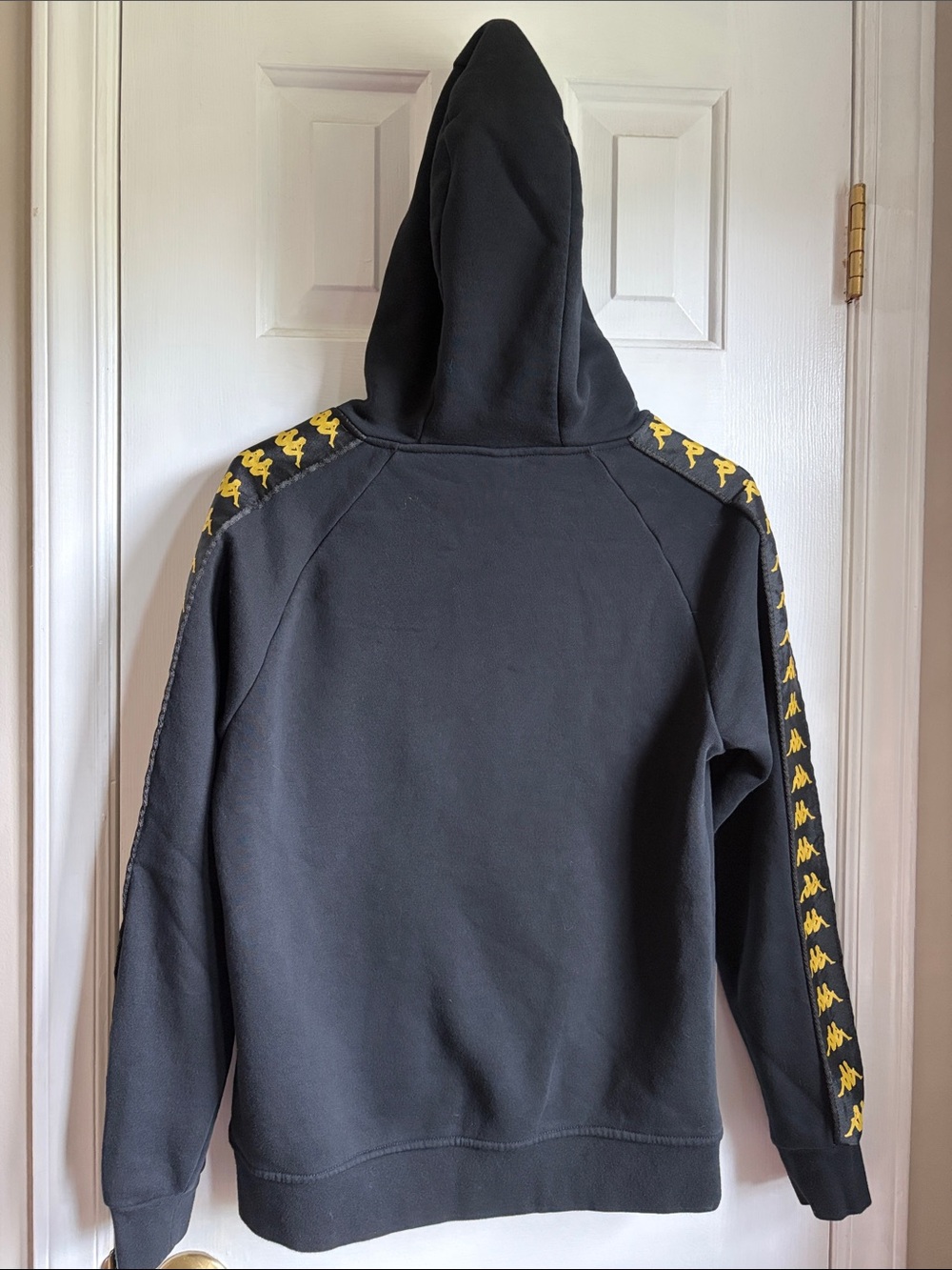 Kappa Gently Worn Black Hoodie with Gold Logo Tape - Picture 7 of 10